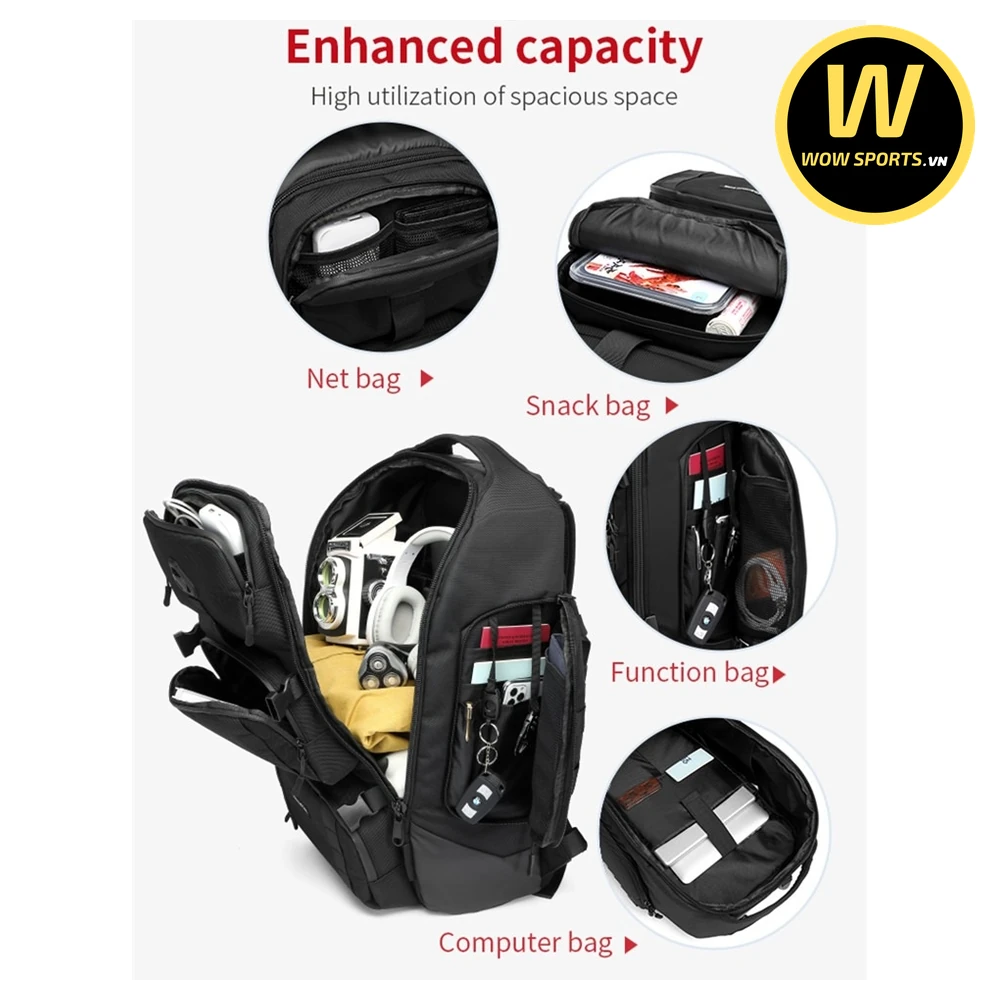 Balo Du Lịch WOWSPORTS MAXWEI - Kháng Nước Cao Cấp 26 Balo Du Lịch Cực Đại, Đa Năng, Cổng Sạc USB, Nhiều Tiện Ích Với Sức Chứa Khủng OZUKO MAXWEI - Hình 7