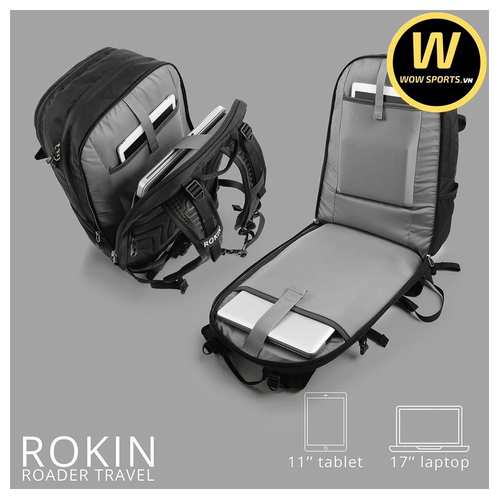Balo Du Lịch ROKIN ROADER 42L - Chống Sốc 17.3 Inch 28 Balo Du Lịch Cao Cấp, Thiết Kế Đa Năng, Sức Chứa Khủng, Ngăn Riêng Đựng Laptop Fix 17,3 inch ROKIN ROADER 42L - TẶNG ASTON - Hình 3