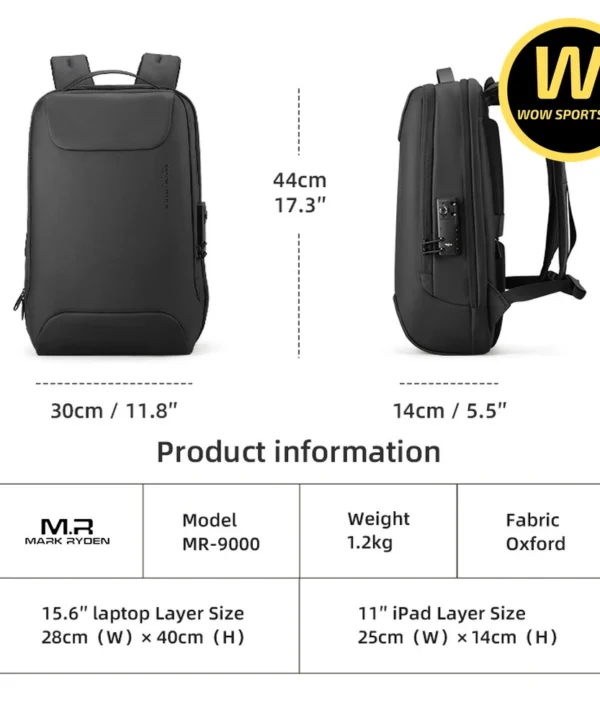 Balo Laptop MARK RYDEN ALPHA - Kháng Nước Cao Cấp 10 Balo Laptop Khóa Số TSA Cao Cấp MARK RYDEN ALPHA chính hãng TOMTOC - Ảnh 4