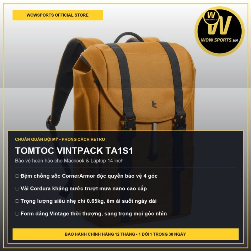 Top 10 Balo Laptop Chống Sốc Tốt Nhất 2026 – Đánh Giá Chi Tiết 37 Balo Laptop Tomtoc Vintpack TA1S1 Chống Sốc Macbook - WOWSPORTS