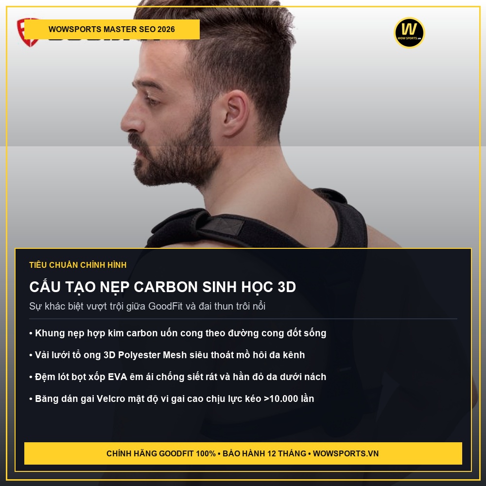 Cấu tạo nẹp carbon đai chống gù lưng - WOWSPORTS