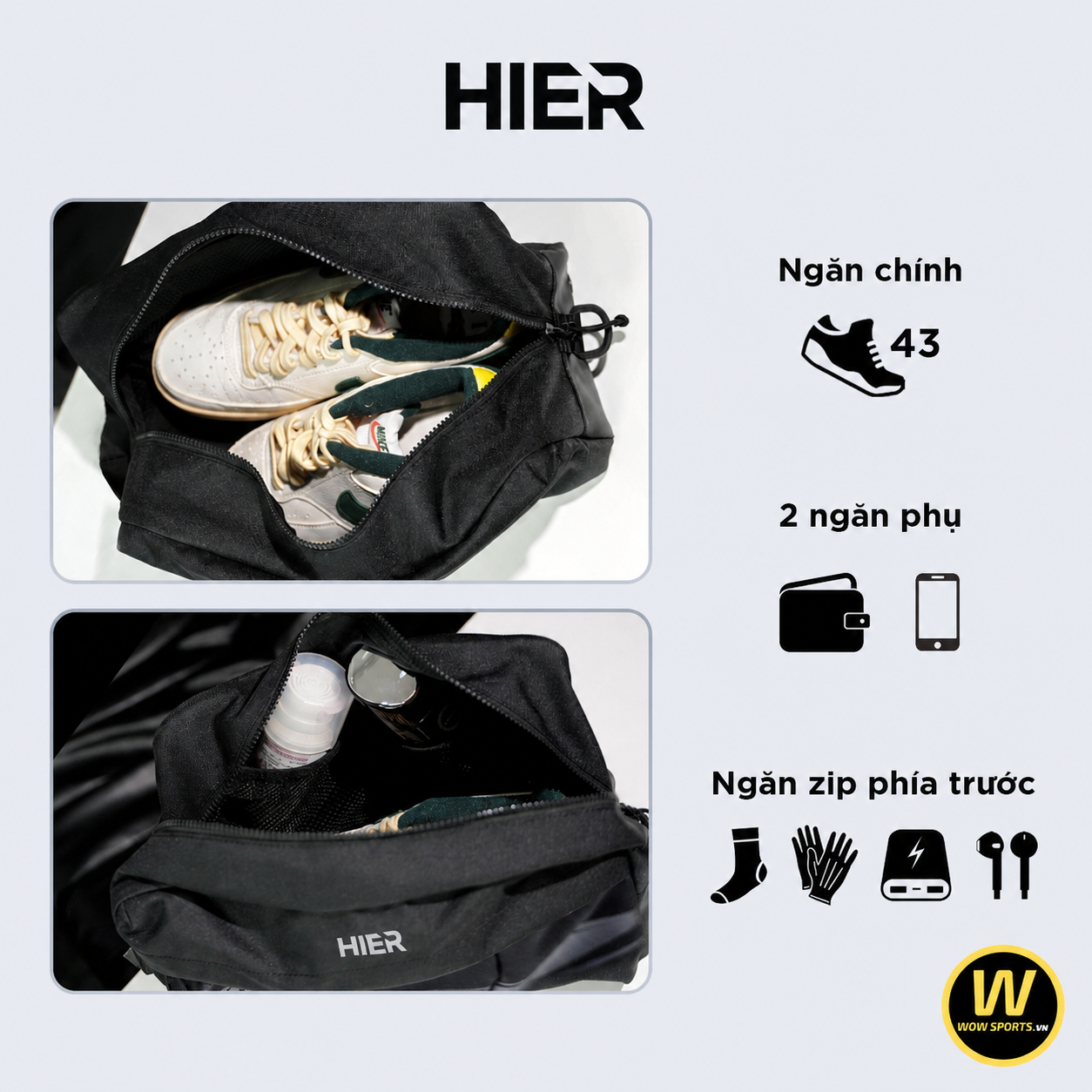 Túi Thể Thao HIER SPORTWEAR eo cho - Ngăn Giày Riêng Biệt 48 Túi Thể Thao HIER SPORTWEAR đeo chéo - Hình 13