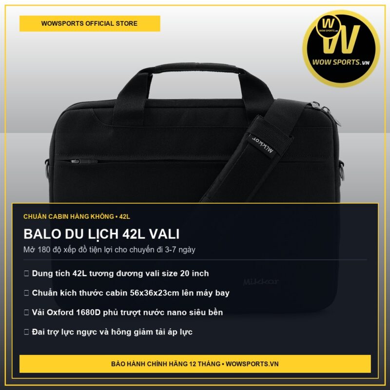 Balo Du Lịch Xách Tay Máy Bay Kích Thước Chuẩn Cabin 2026 – Đánh Giá Chi Tiết 19 BALO DU LỊCH 42L VALI - Balo du lịch xách tay máy bay kích thước chuẩn cabin - WOWSPORTS