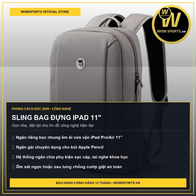 SLING BAG ĐỰNG IPAD 11" - Túi đeo chéo nam đựng iPad 11 inch - WOWSPORTS