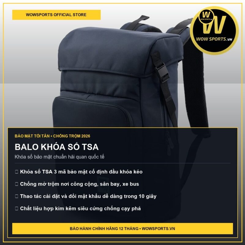 BALO KHÓA SỐ TSA - Balo laptop chống trộm có khóa số TSA - WOWSPORTS