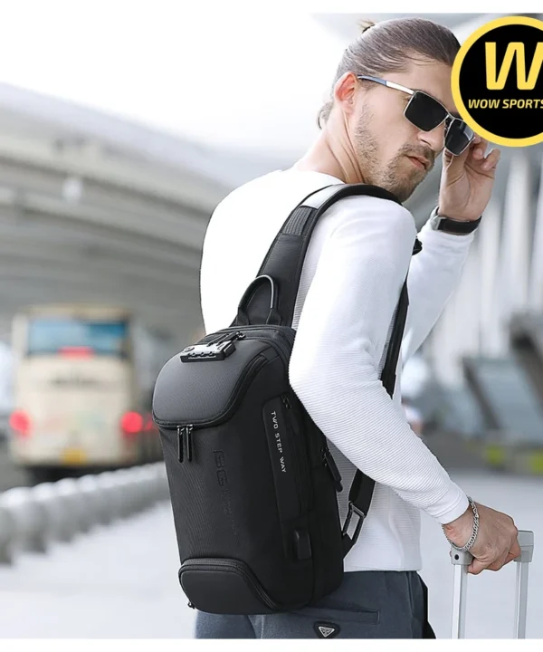 Túi Đeo Chéo Premium, Đa Năng, Siêu Tiện Ích, Khóa Số TSA Cao Cấp, Cổng Sạc USB, Ngăn Riêng iPad BANGE BRUNO - Black chính hãng BANGE - Ảnh 2