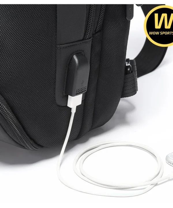 Túi Đeo Chéo Premium, Đa Năng, Siêu Tiện Ích, Khóa Số TSA Cao Cấp, Cổng Sạc USB, Ngăn Riêng iPad BANGE BRUNO - Black chính hãng BANGE - Ảnh 5