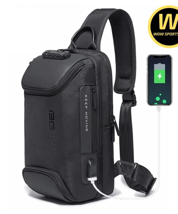 Túi Đeo Chéo Premium, Đa Năng, Siêu Tiện Ích, Khóa Số TSA Cao Cấp, Cổng Sạc USB, Ngăn Riêng iPad BANGE BRUNO - Black chính hãng BANGE - Ảnh 9