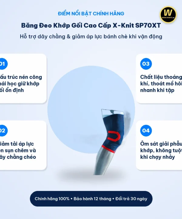 Băng Đeo Khớp Gối Cao Cấp X-Knit SP70XT - LP Support 9 Điểm nổi bật Băng Đeo Khớp Gối Cao Cấp X-Knit SP70XT - LP Support chính hãng WOWSPORTS