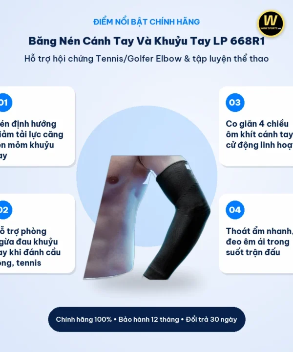 Điểm nổi bật Băng Nén Cánh Tay Và Khuỷu Tay LP 668R1 - LP Support chính hãng WOWSPORTS