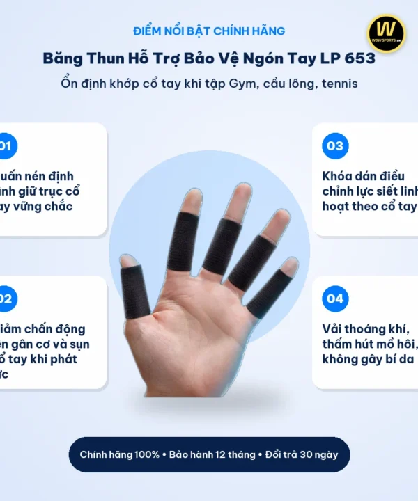 Băng Thun Hỗ Trợ Bảo Vệ Ngón Tay LP 653 - LP Support 9 Điểm nổi bật Băng Thun Hỗ Trợ Bảo Vệ Ngón Tay LP 653 - LP Support chính hãng WOWSPORTS