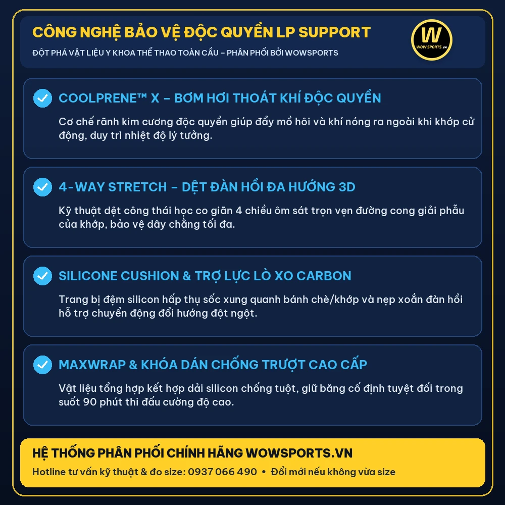 Băng Đeo Khớp Gối Cao Cấp X-Knit SP70XT - LP Support 6 Công Nghệ Bảo Vệ Độc Quyền LP Support Coolprene – WOWSPORTS – Chính hãng tại WOWSPORTS.VN