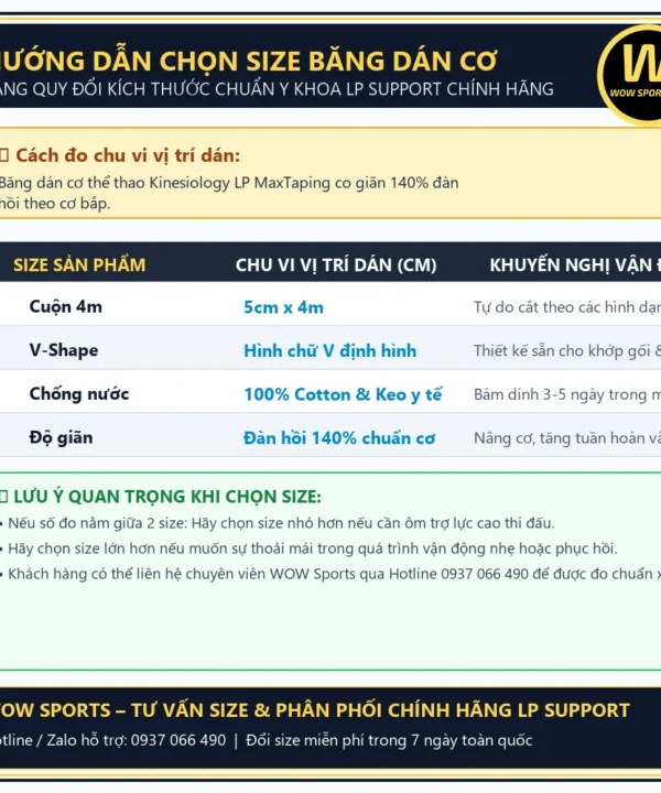 Băng Dán Cơ Trợ Lực Chữ V MaxTaping TM701R - LP Support 11 Quy cách và kích thước cuộn băng dán cơ kinesiology LP MaxTaping chính hãng