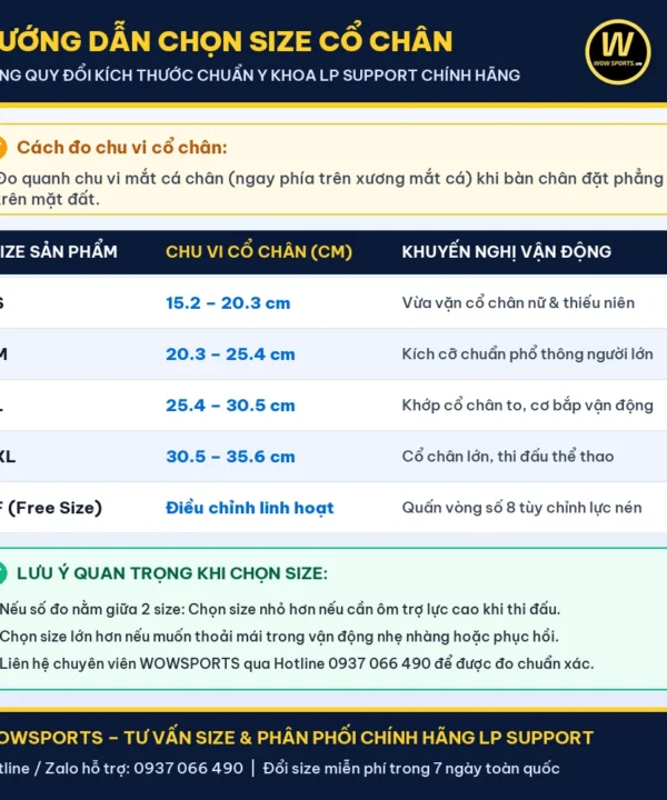 Hướng Dẫn Chọn Size Băng Cổ Chân LP Support – WOWSPORTS – Chính hãng tại WOWSPORTS.VN